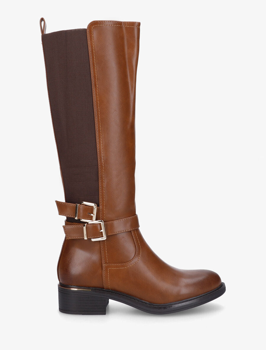 Bottines élastiquées à talon bloc - Camel