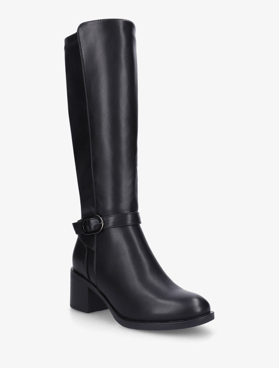Bottes unies à contrefort stretch - Noir - 2