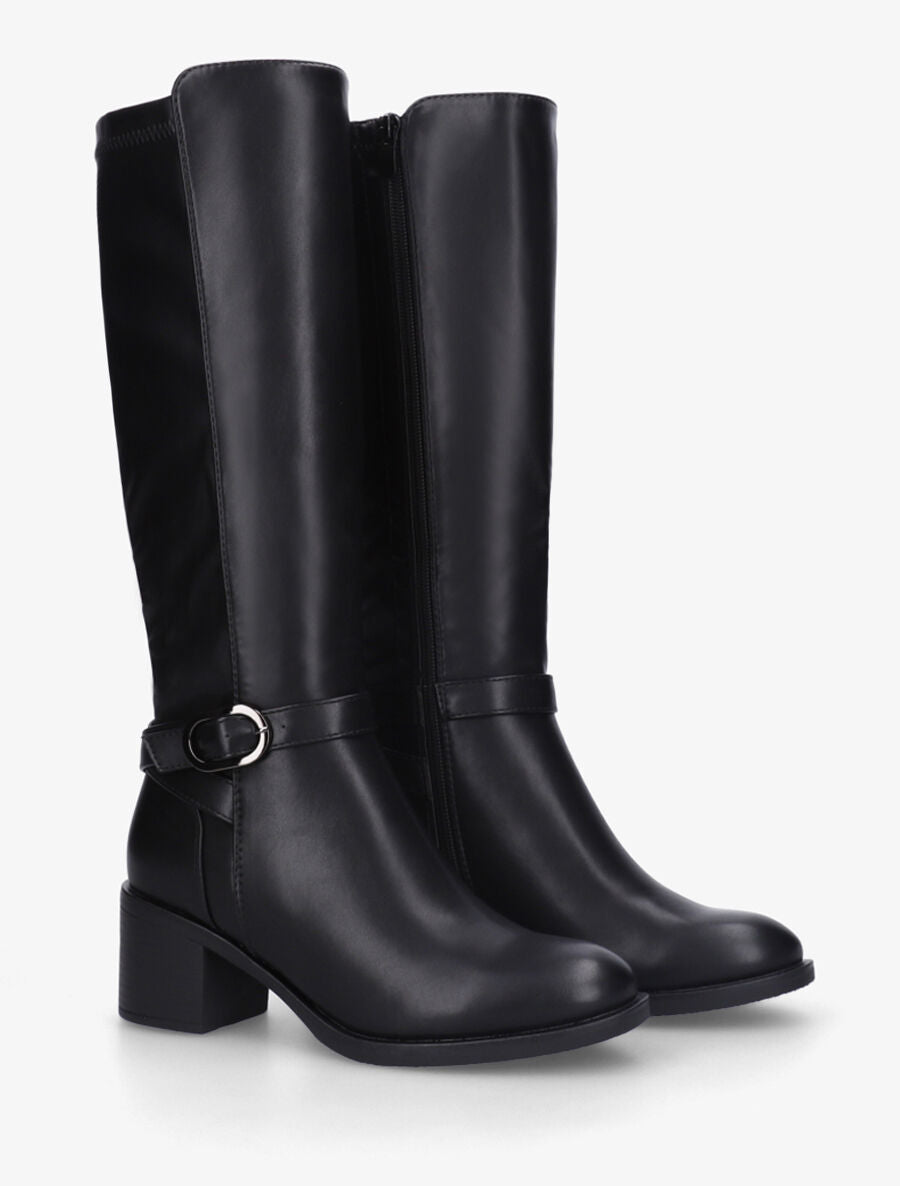 Bottes unies à contrefort stretch - Noir - 4