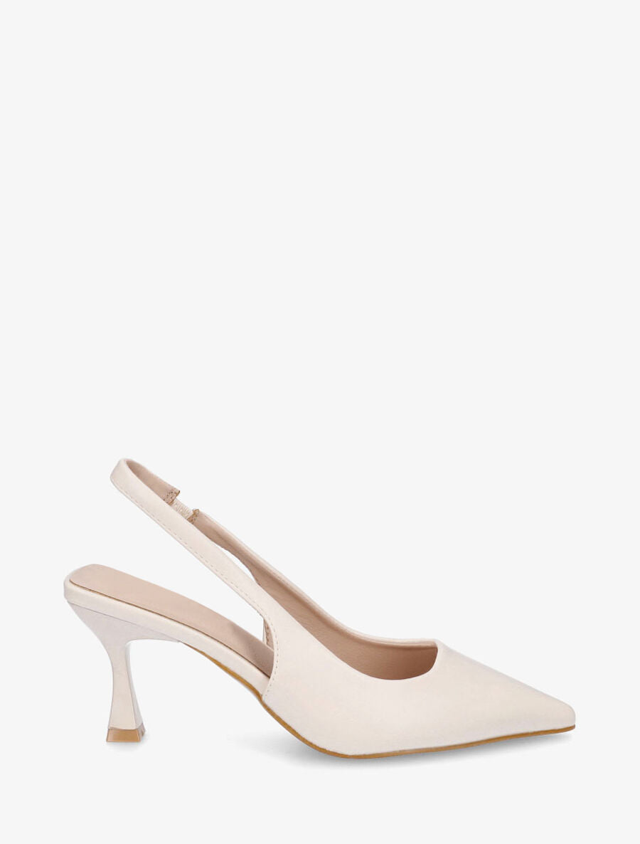 Escarpins bout pointu et talon bobine - Beige - 1