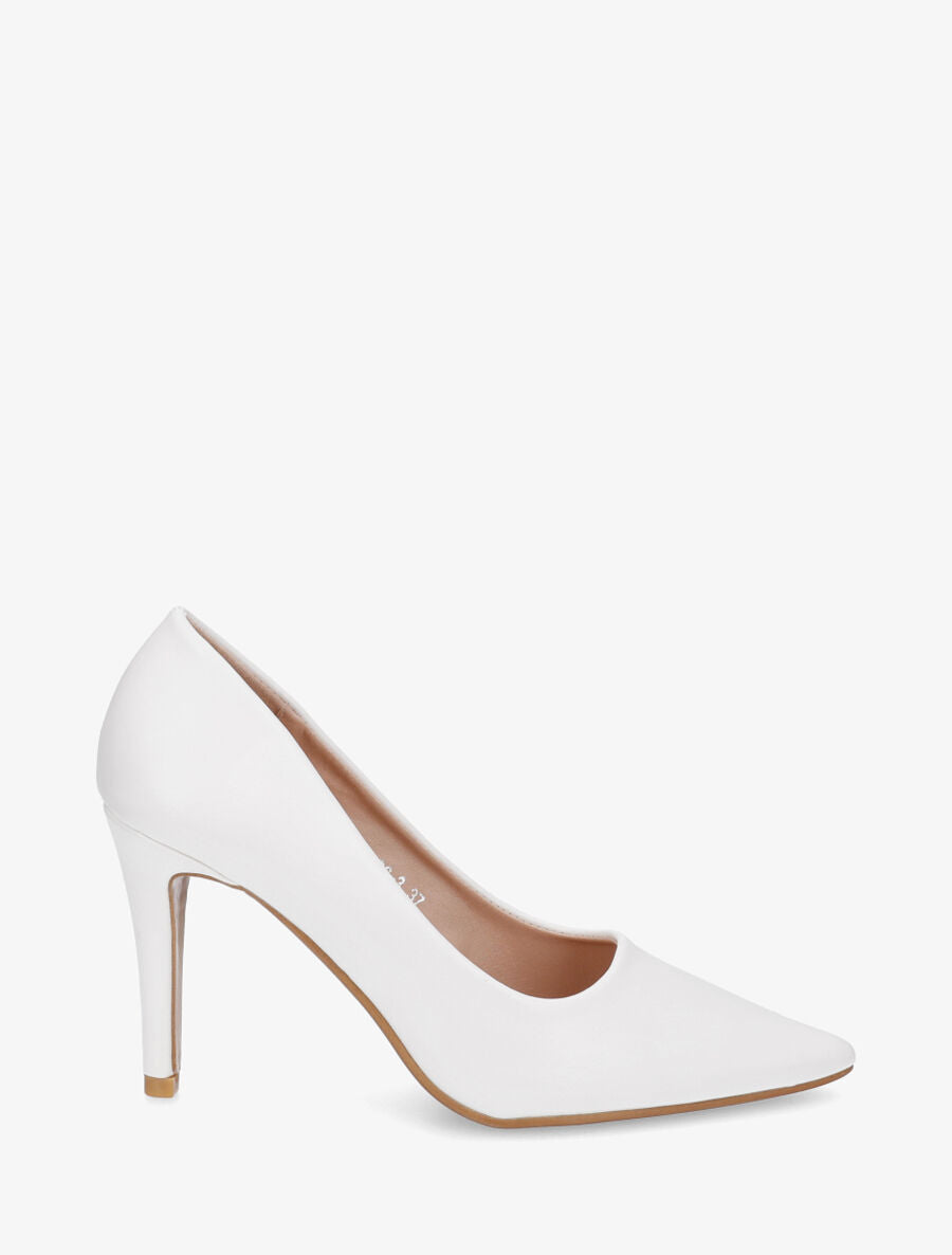 Escarpins Femme Blancs En Cuir Véritable - Talon Aiguille Très Haut, Taille 39/40, Made In Italy