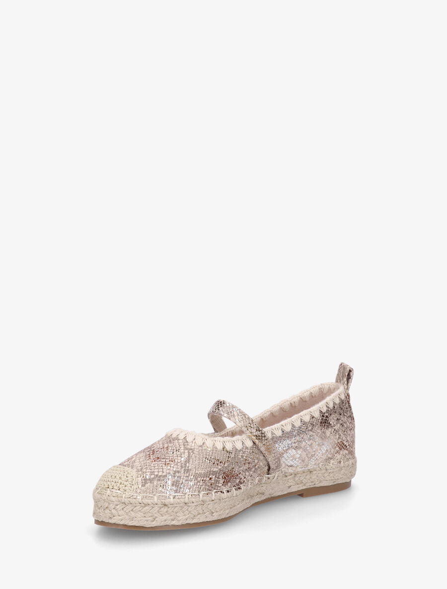 Ballerines imprimé python style espadrilles - Beige - 3
