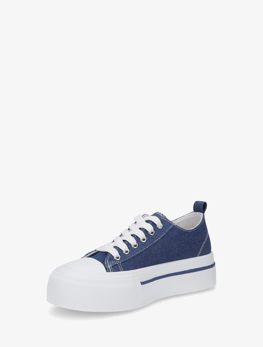 Sneakers unies à plaforme - Bleu - 3