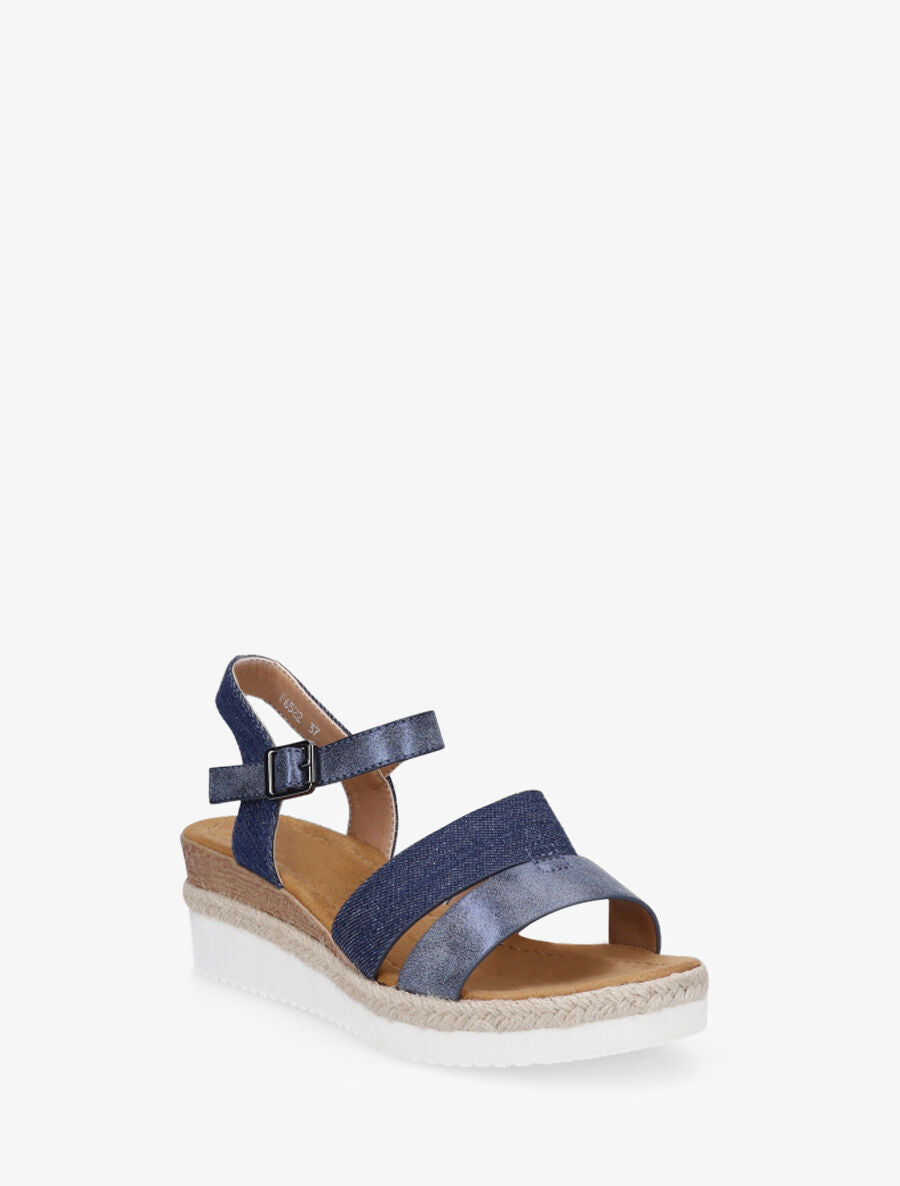 Sandales irisées à talon compensé - Bleu - 2
