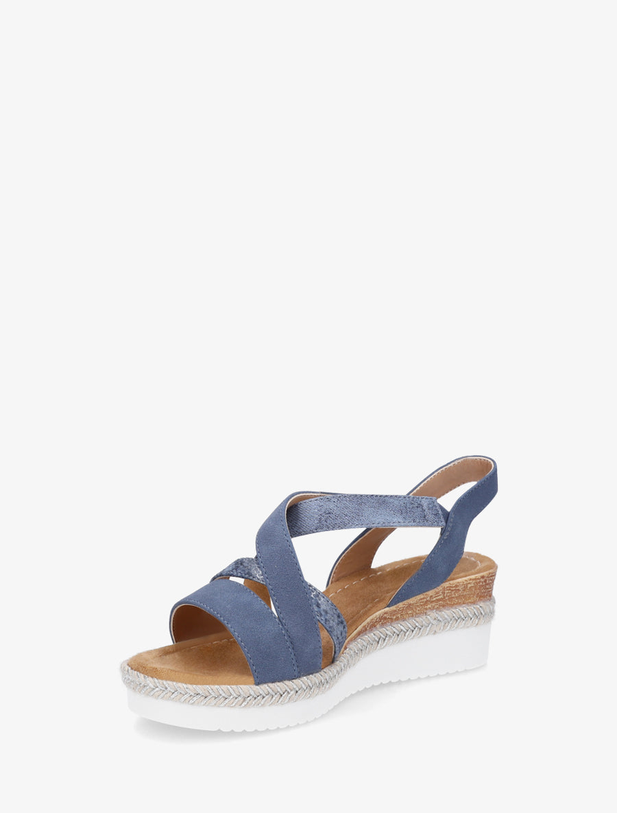Sandales compensées à scratch - Bleu - 3