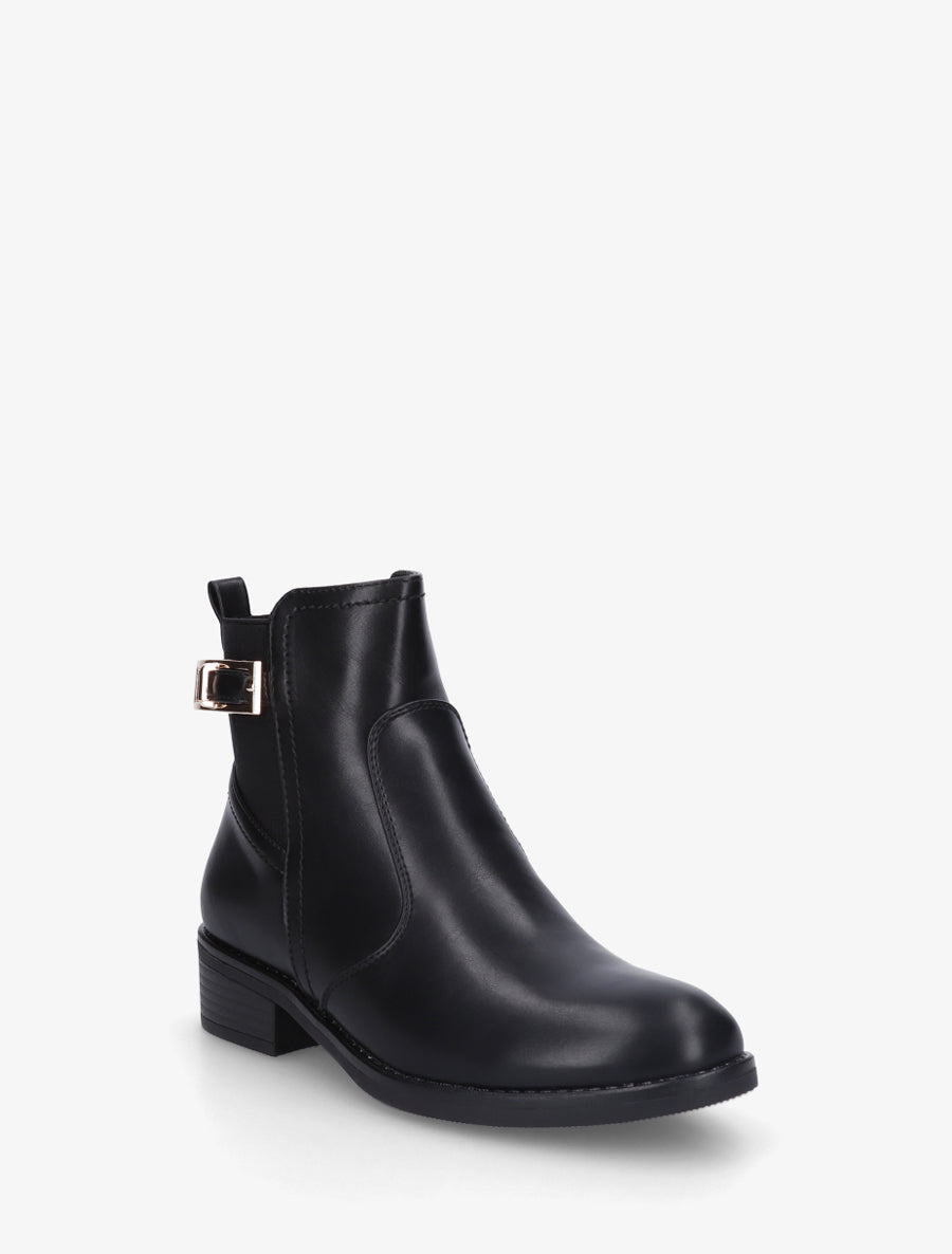 Bottines élastiquées en simili - Noir - 2