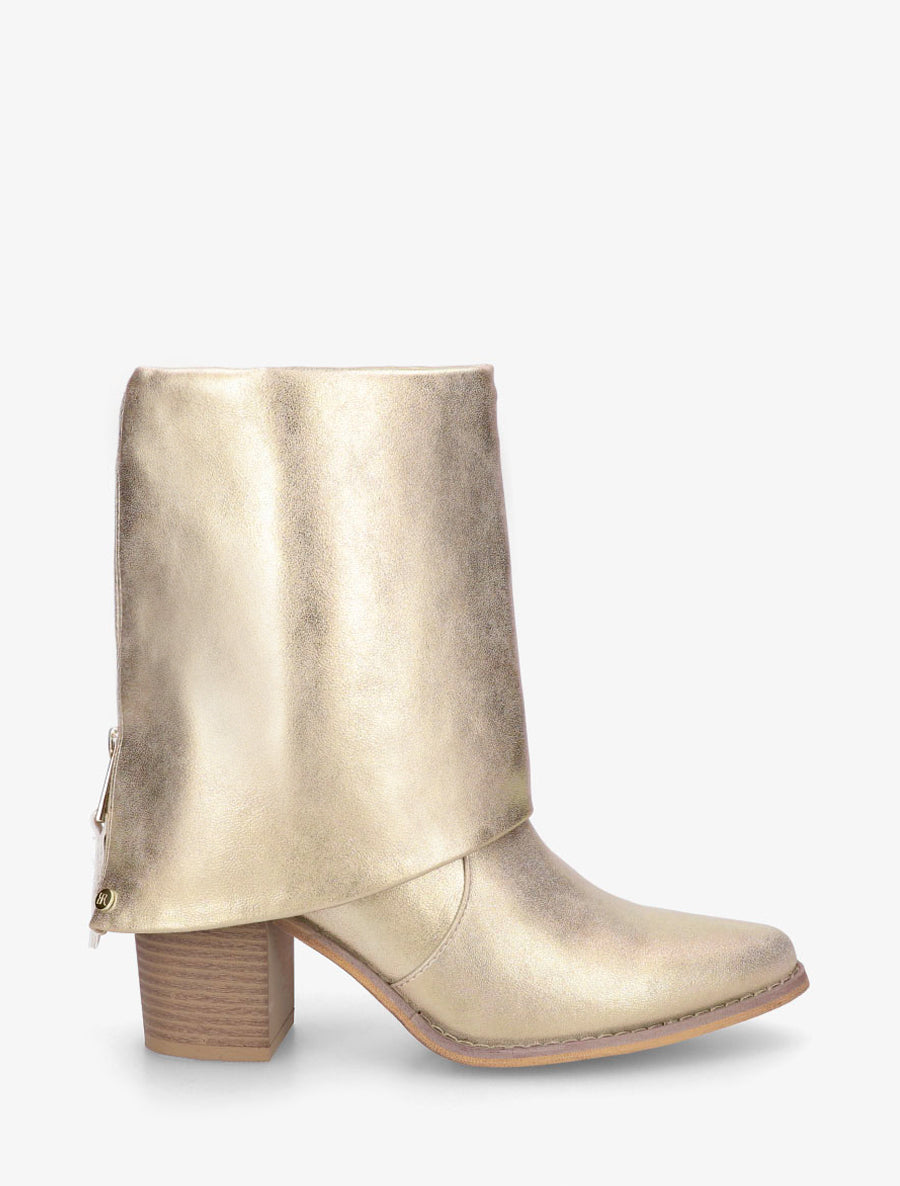 Bottines à revers et bouts pointus - Or - 1