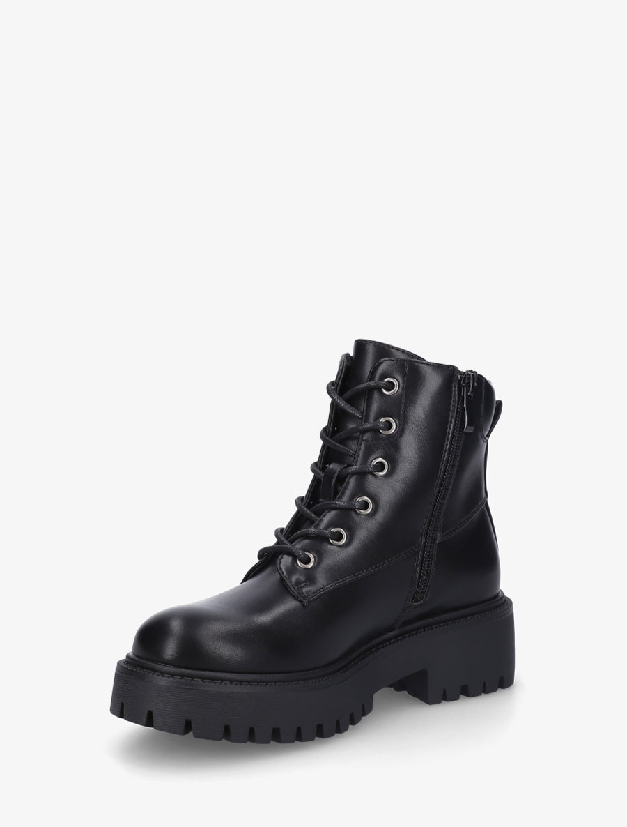 Bottines à lacets en simili - Noir - 3