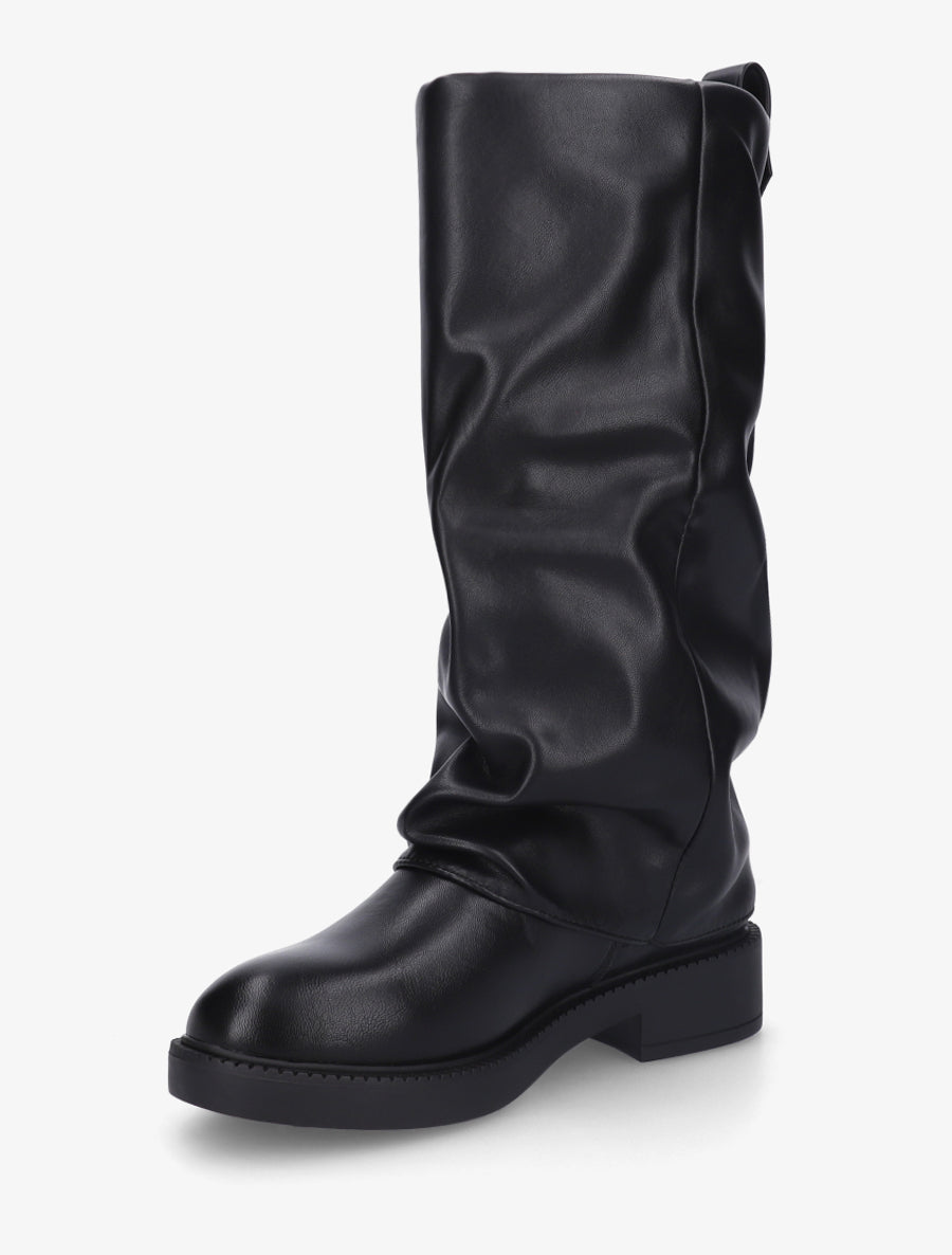 Bottes à revers basiques en simili - Noir - 3