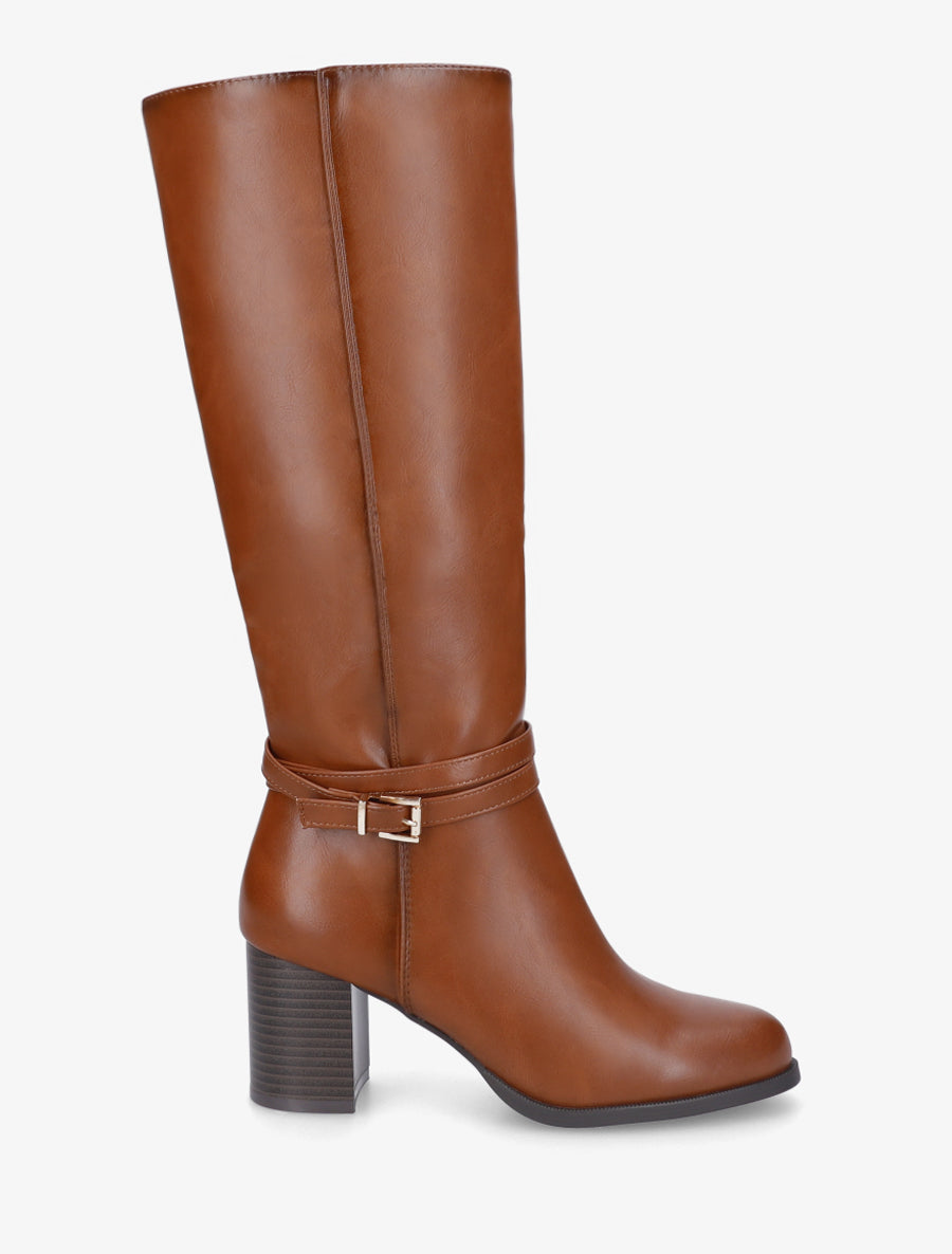 Bottes à Talons Berkertex UK 5 - Cuir Camel, Cheville, Neuf Sans Emballage