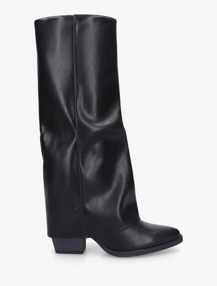 Bottes en simili à revers - Noir - 1