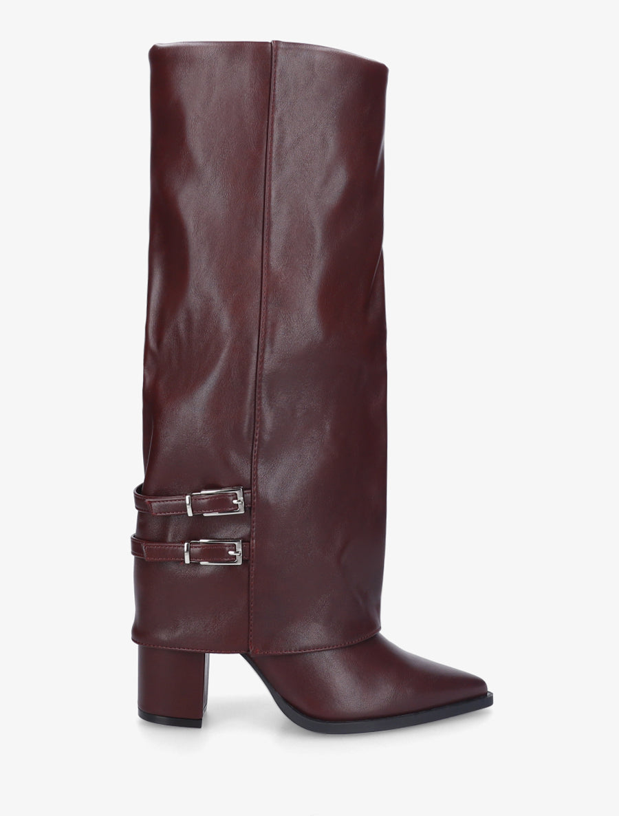Bottes à revers et double sangles - Lie de vin - 1