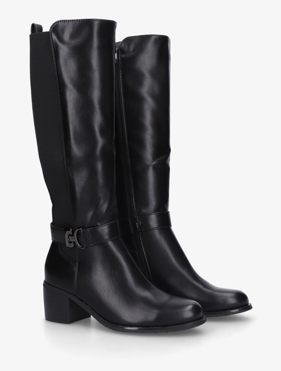 Bottes cavalière élastiquées à boucle - Noir - 4