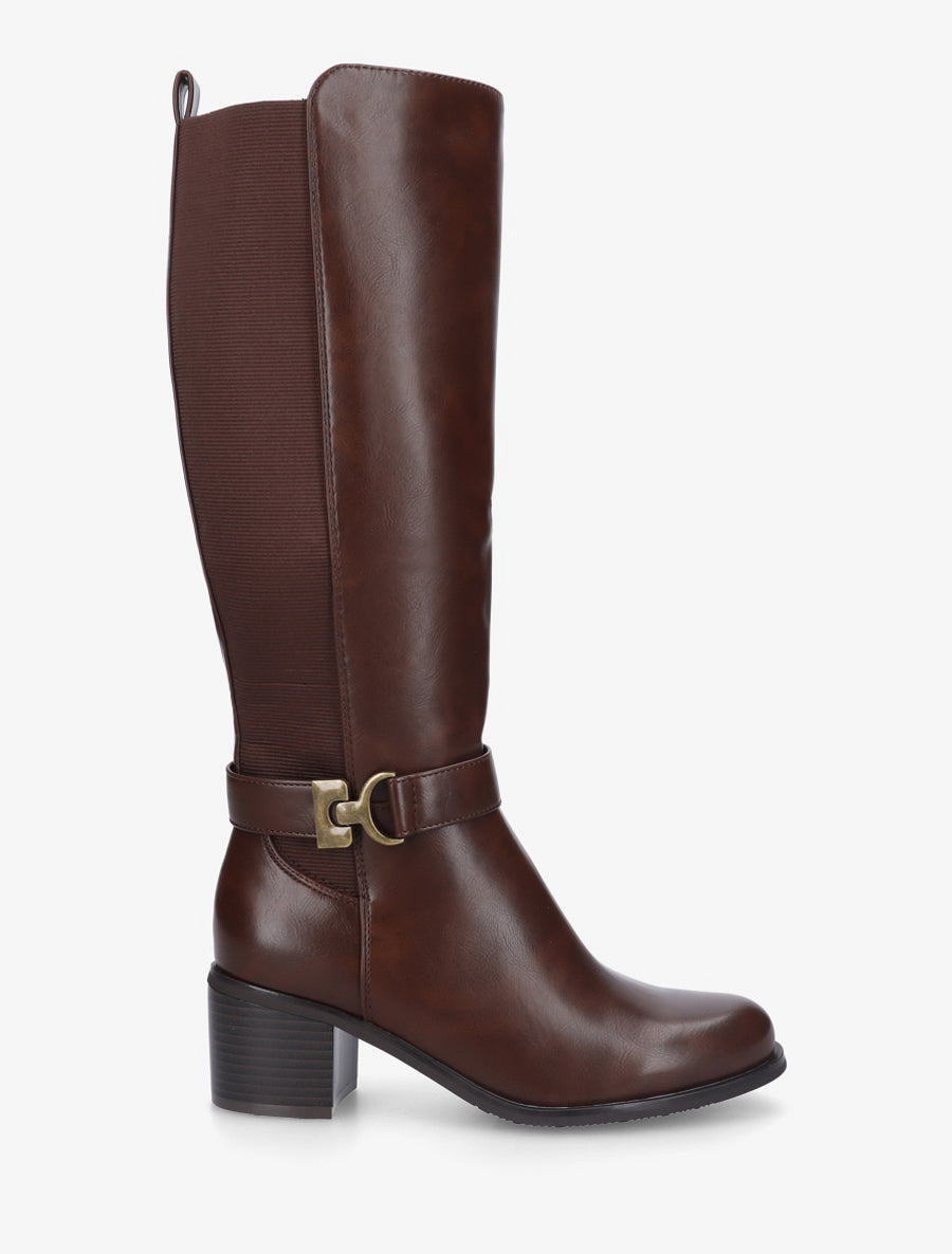 Bottines élastiquées à boucle ronde - Marron