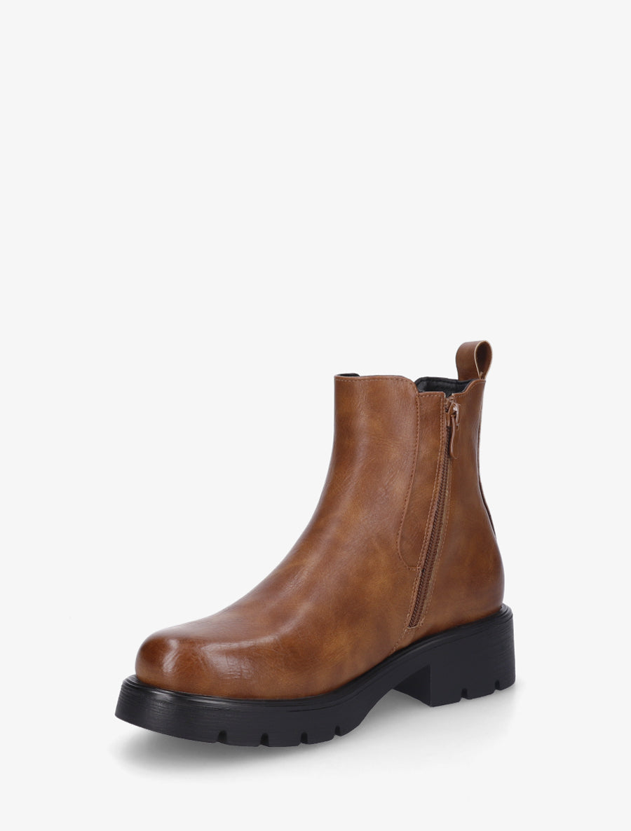 Bottines basiques à semelle crantée - Camel - 3