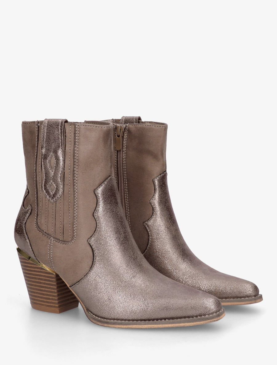 Bottines pointues inspiration santiag - Taupe - 4
