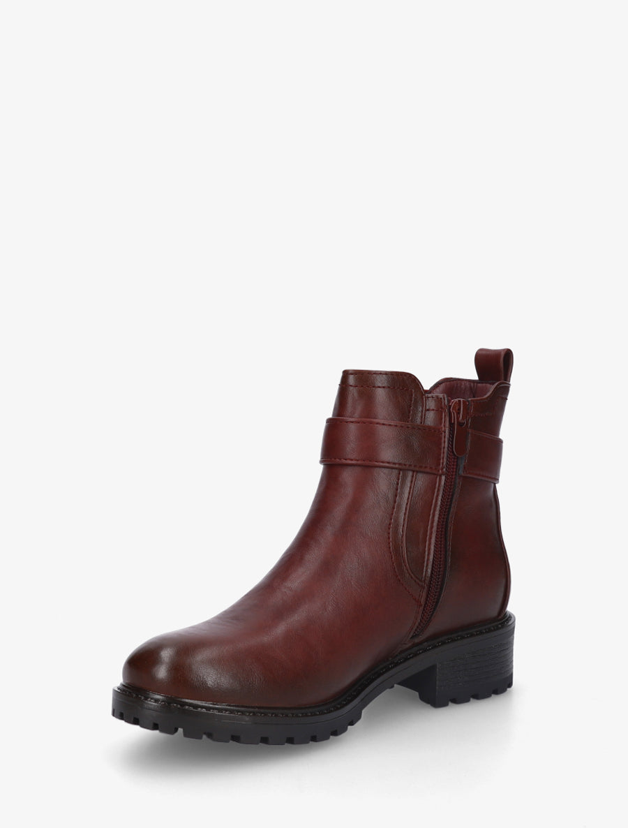 Bottines à boucle et semelle crantée - Bordeaux - 3