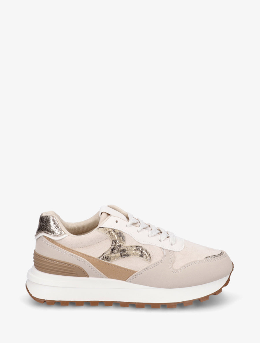 Baskets bimatière à contrefort nacré - Beige - 1