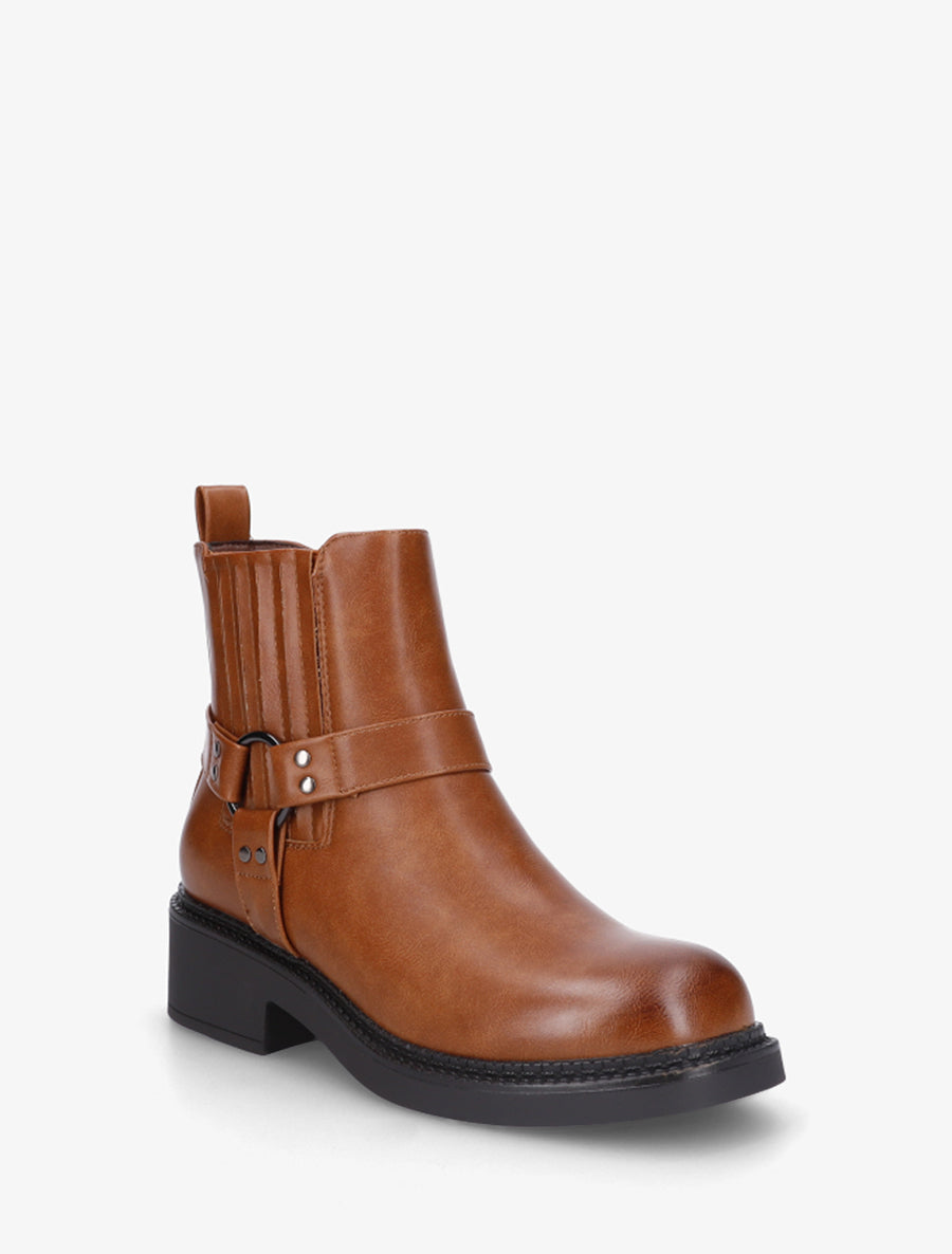 Bottines en simili style chelsea à ceinturon - Camel - 2