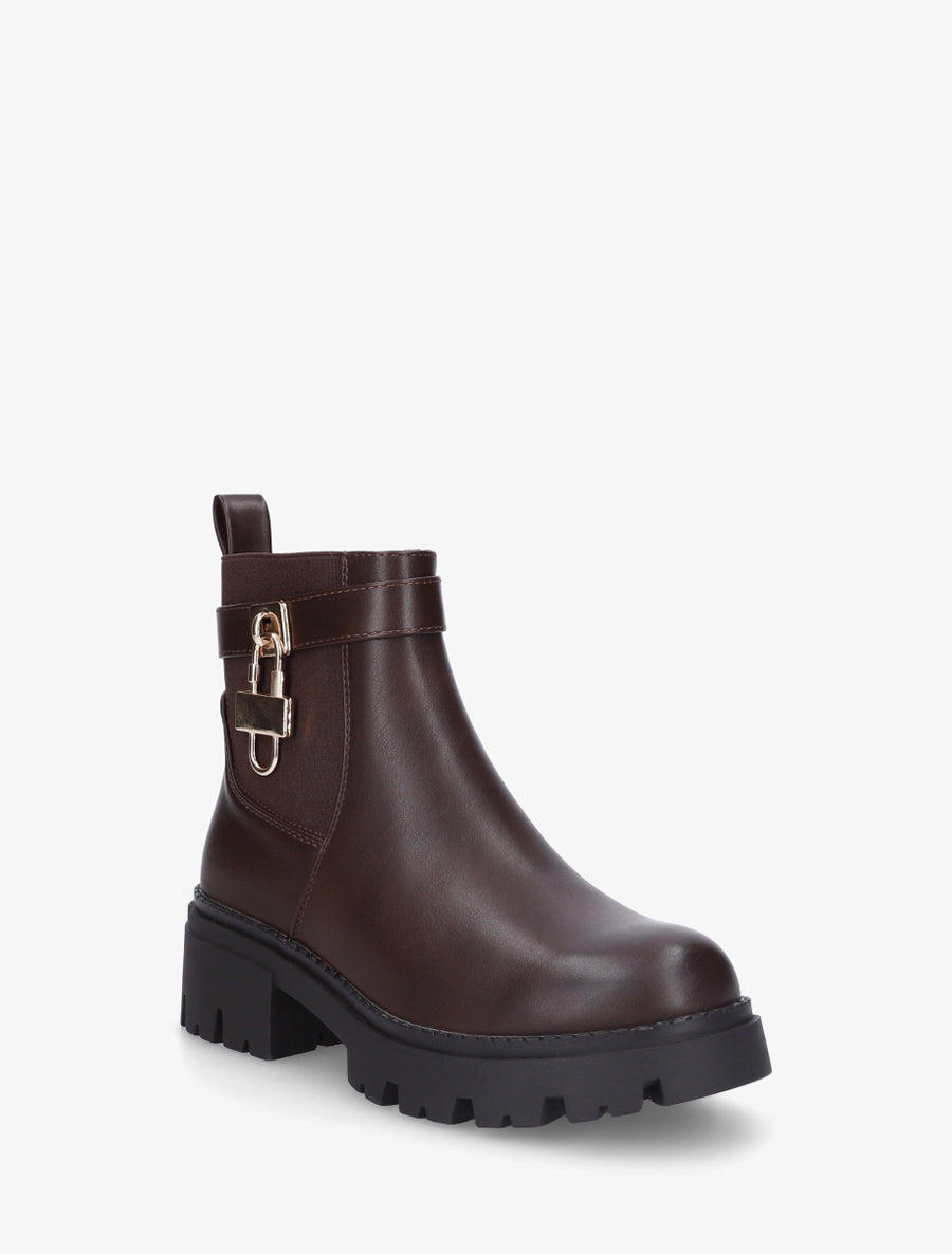 Bottines élastiquées à empiècement cadenas - Marron - 2
