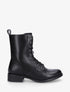 Bottines montantes à lacets en simili - Noir - 1