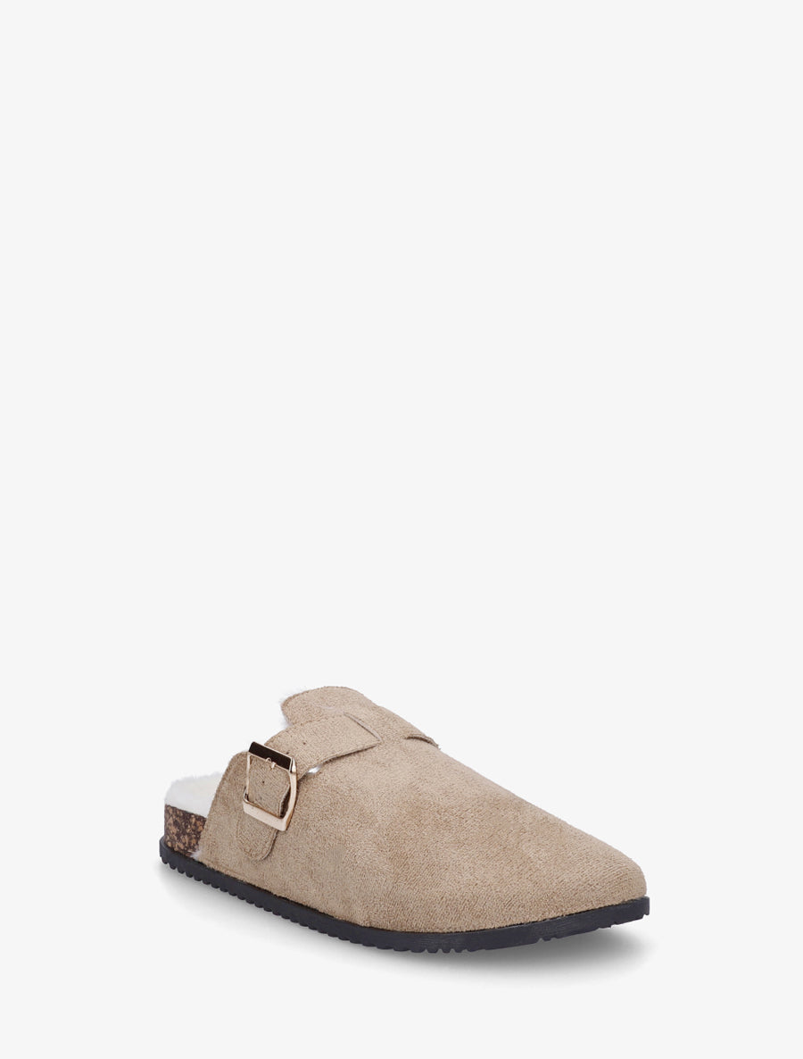Mules fourrées en suédine - Taupe - 2