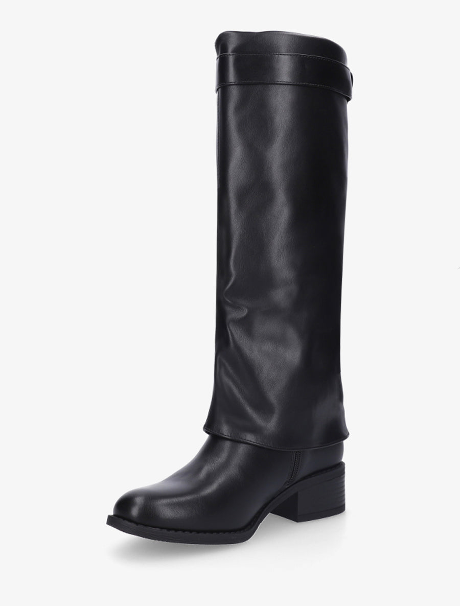 Bottes à revers et empiècement cadenas - Noir - 3
