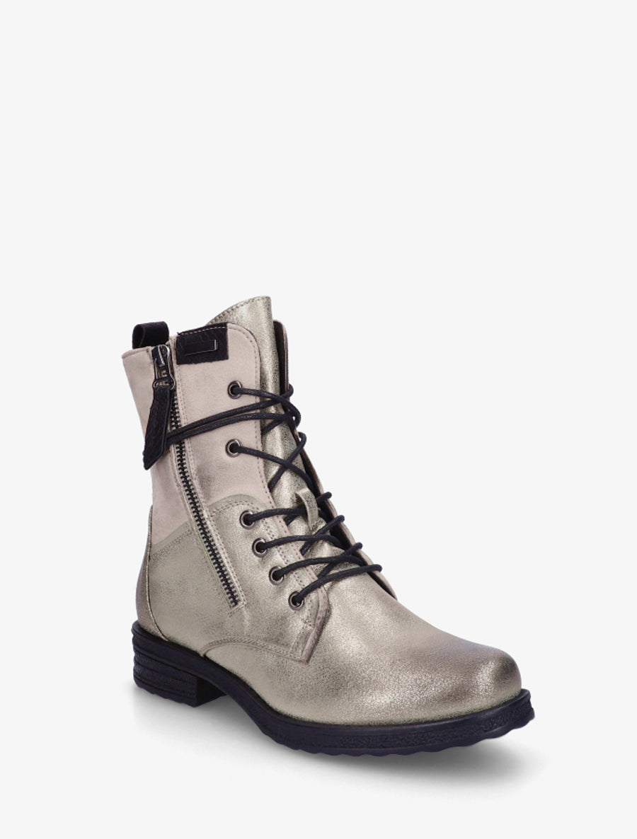 Bottines bi-matière à contrefort imprimé croco - Beige - 2