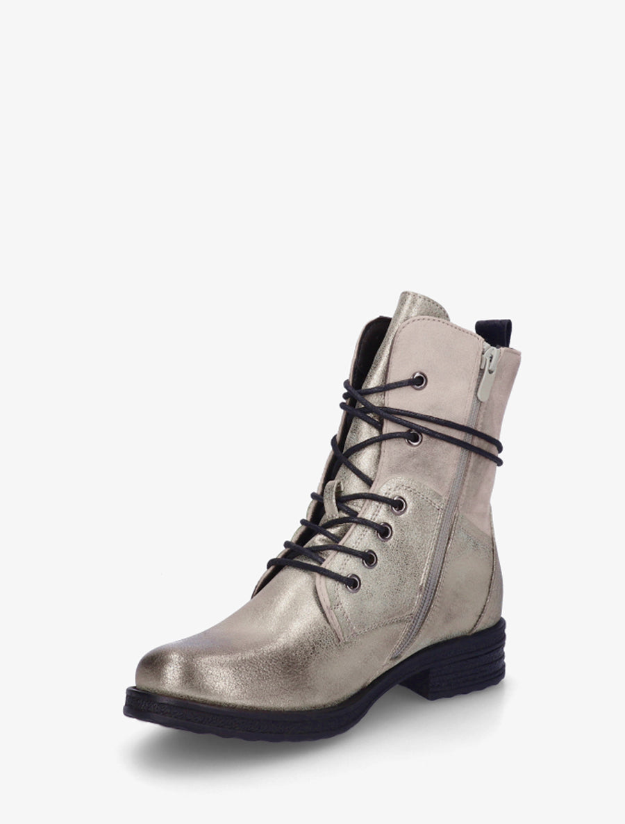 Bottines bi-matière à contrefort imprimé croco - Beige - 3