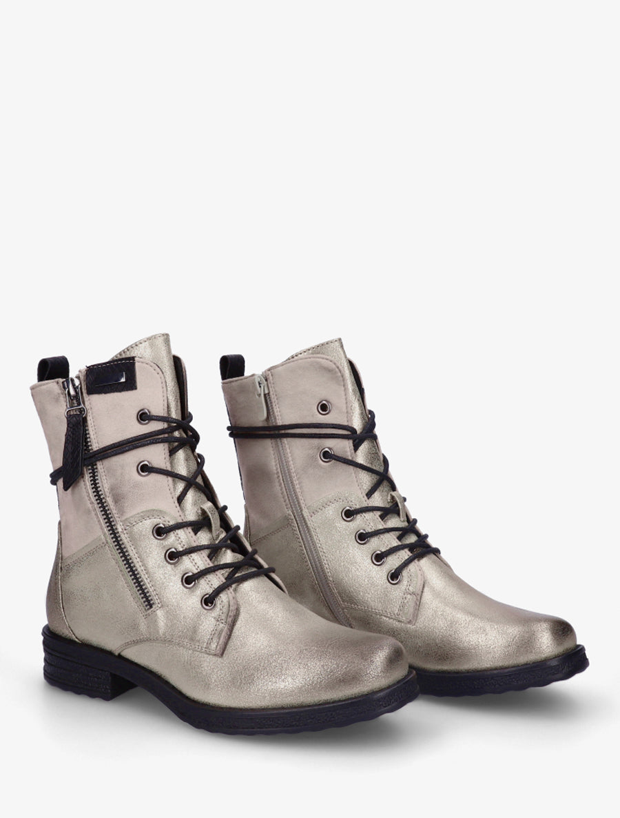 Bottines bi-matière à contrefort imprimé croco - Beige - 4