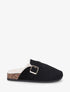 Mules fourrées en suédine - Noir - 1
