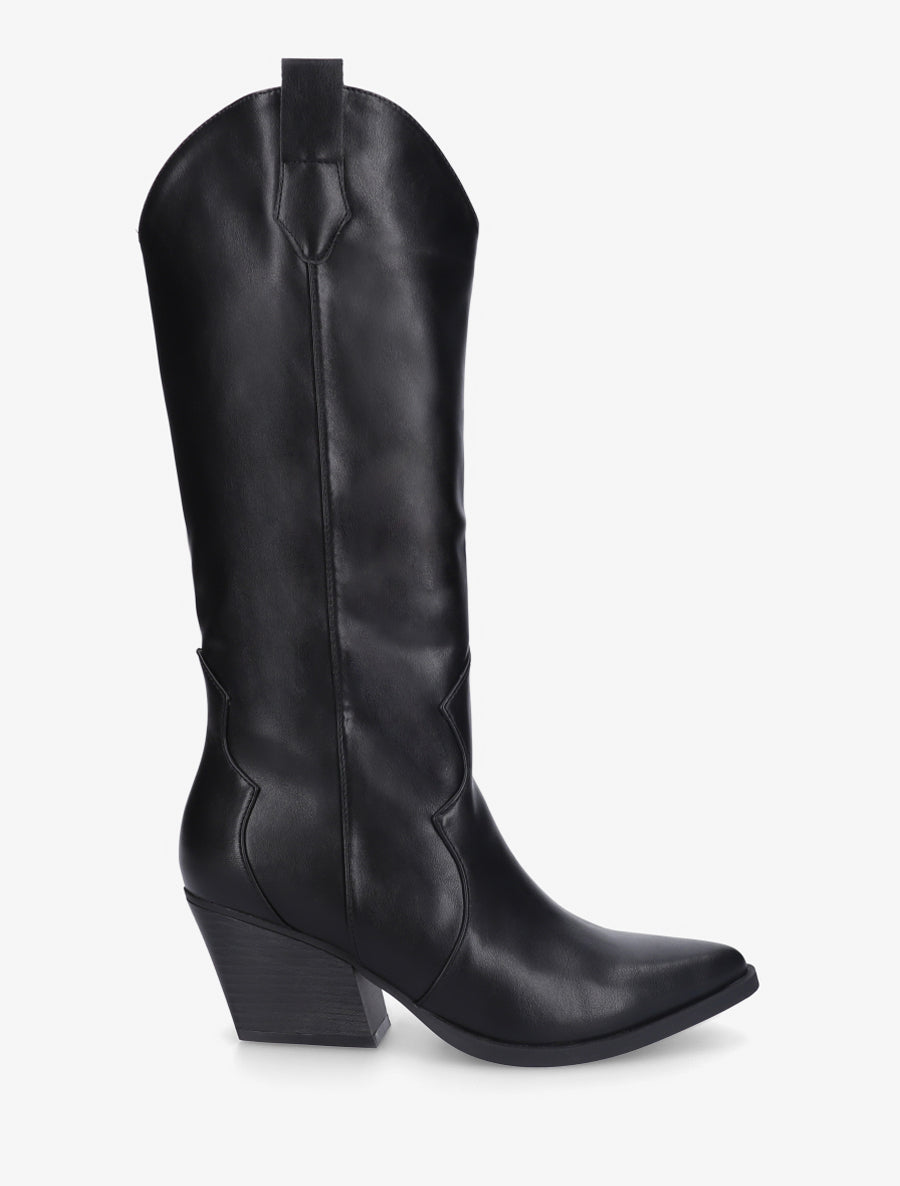 Bottes style santiags en simili - Noir - 1