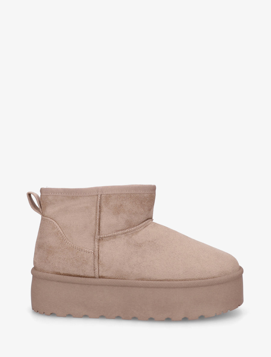 Boots en suédine à semelle plateforme - Taupe - 1