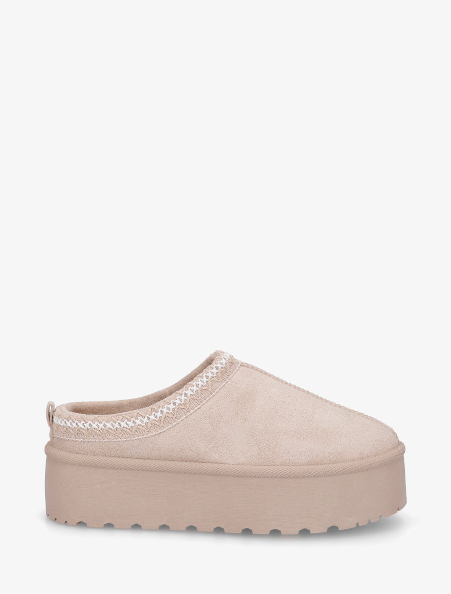 Mules en suédine brodées - Beige - 1