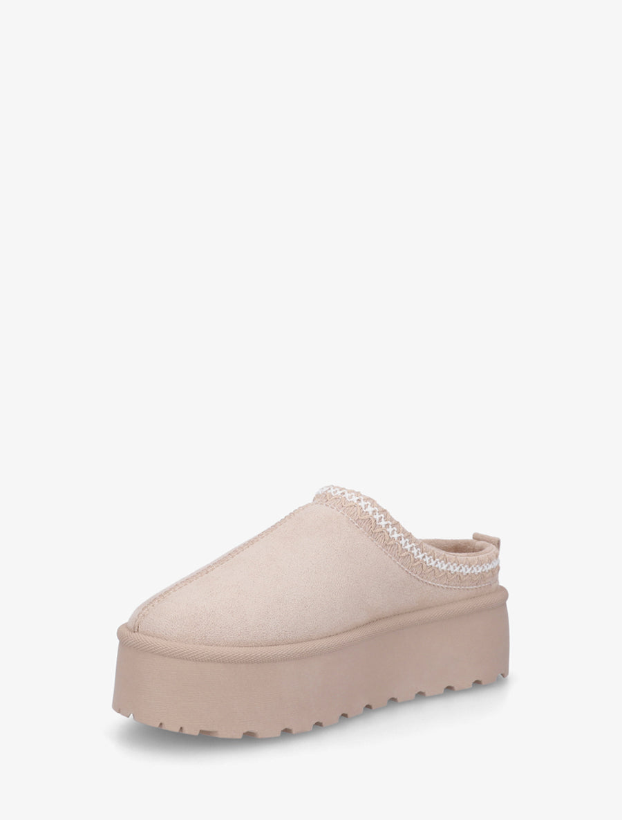 Mules en suédine brodées - Beige - 3