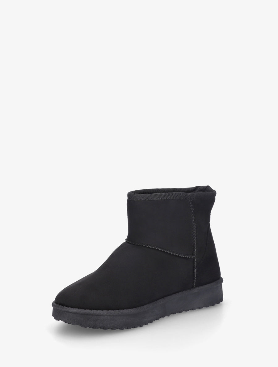 Low boots unies en suédine - Noir - 3