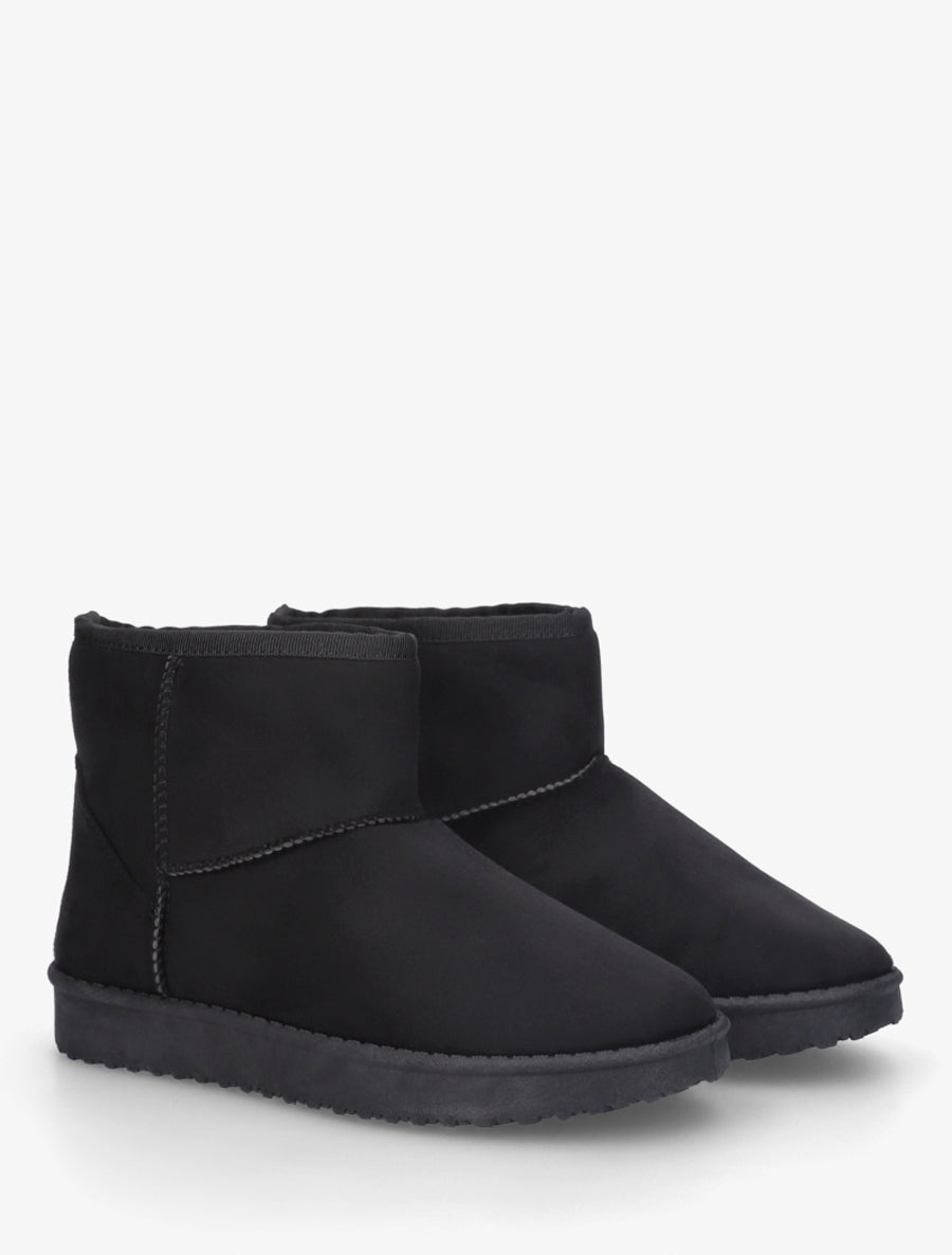 Low boots unies en suédine - Noir - 4