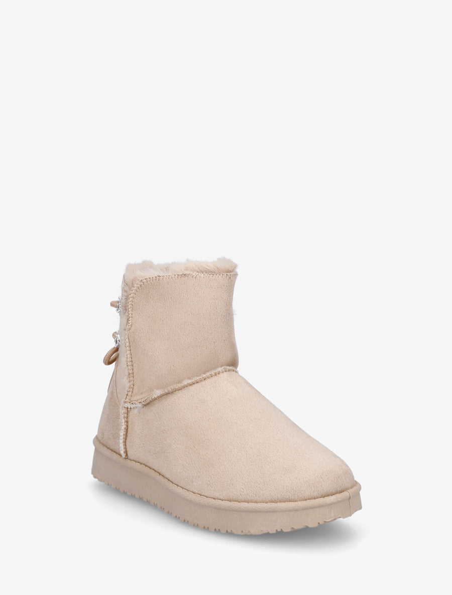Bottines en suédine à strass - Beige - 2