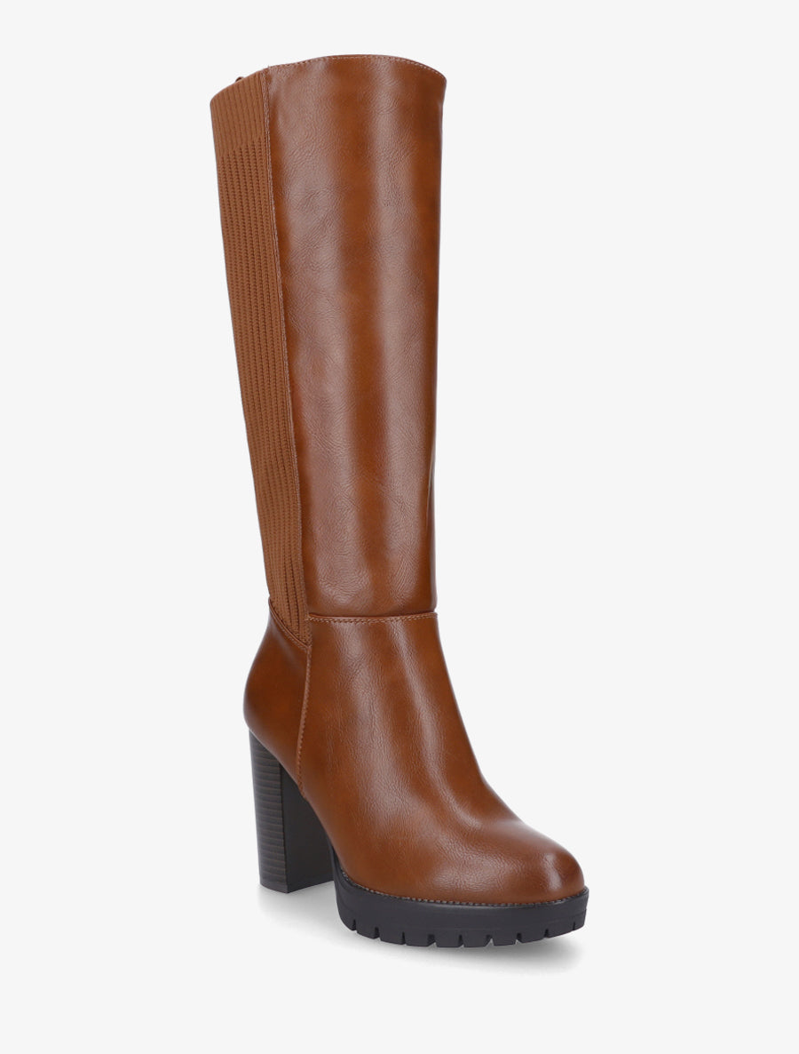 Bottes à talon et semelle crantée - Camel - 2