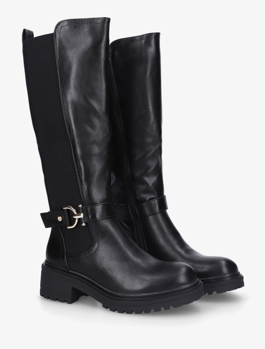 Bottes à boucle et semelle crantée - Noir - 4