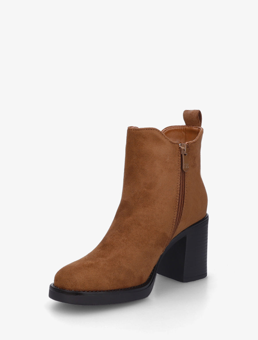 Bottines élastiquées en suédine - Camel - 3