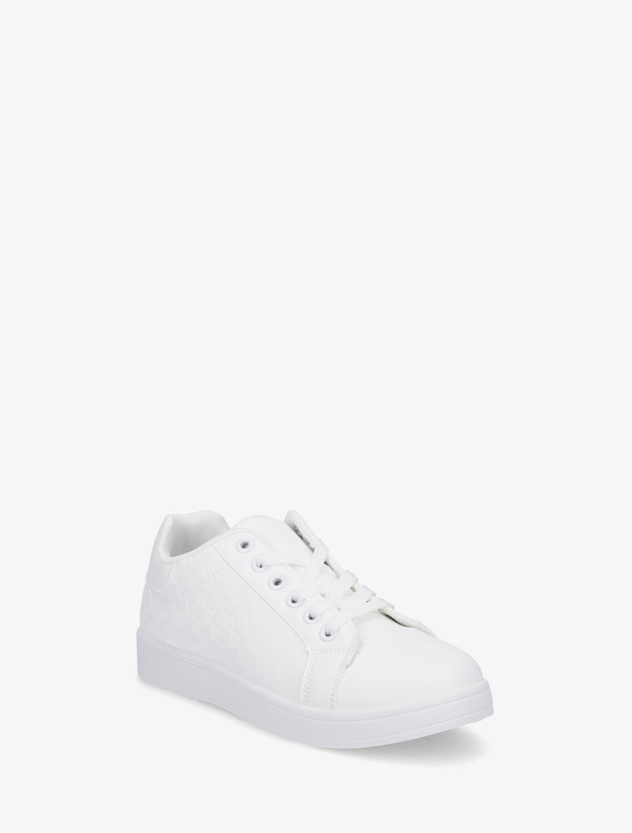 Baskets en simili à motif damier - Blanc - 2