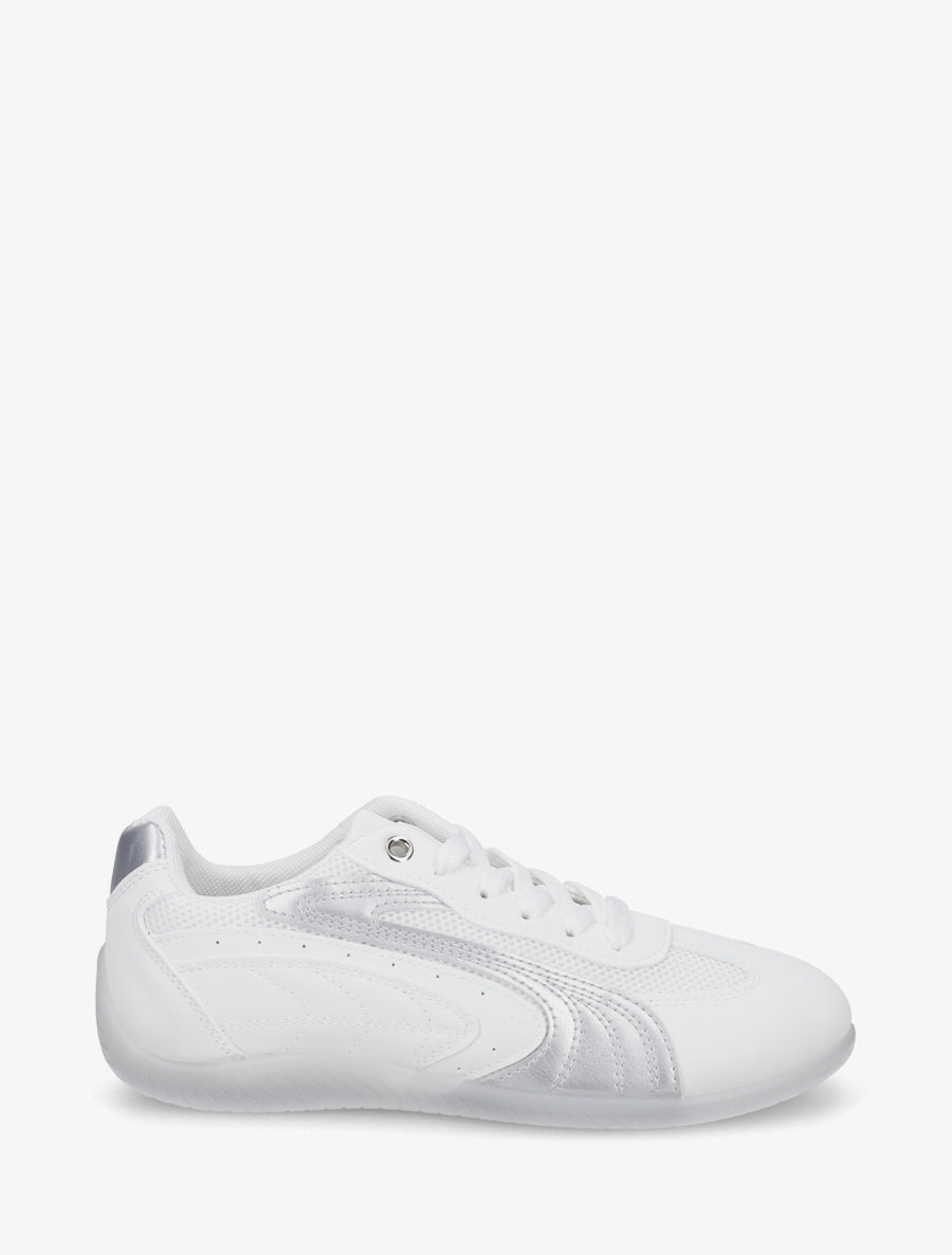 Sneakers à empiècement effet nubuck et mesh - Blanc - 1