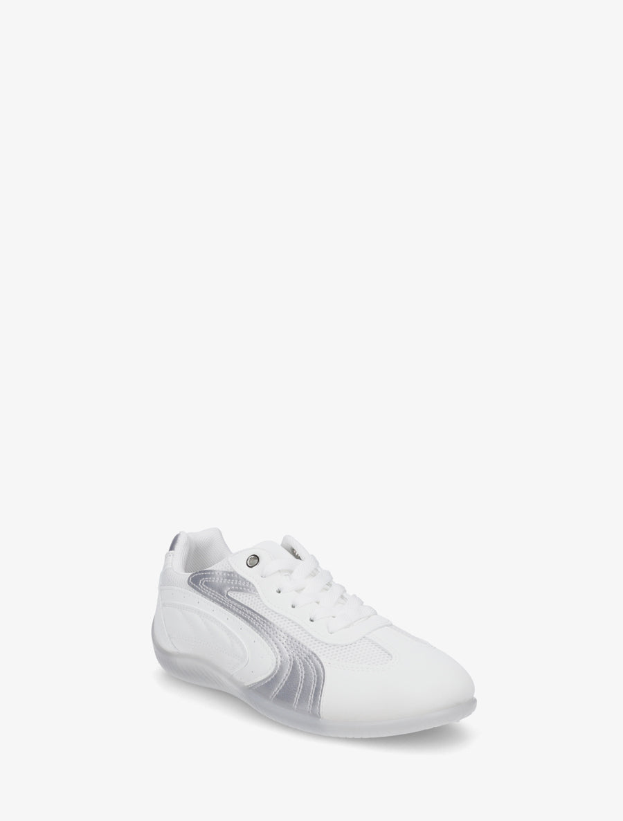 Sneakers à empiècement effet nubuck et mesh - Blanc - 2