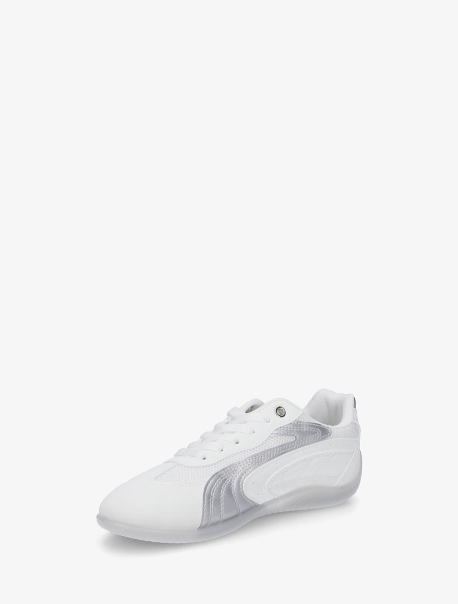 Sneakers à empiècement effet nubuck et mesh - Blanc - 3