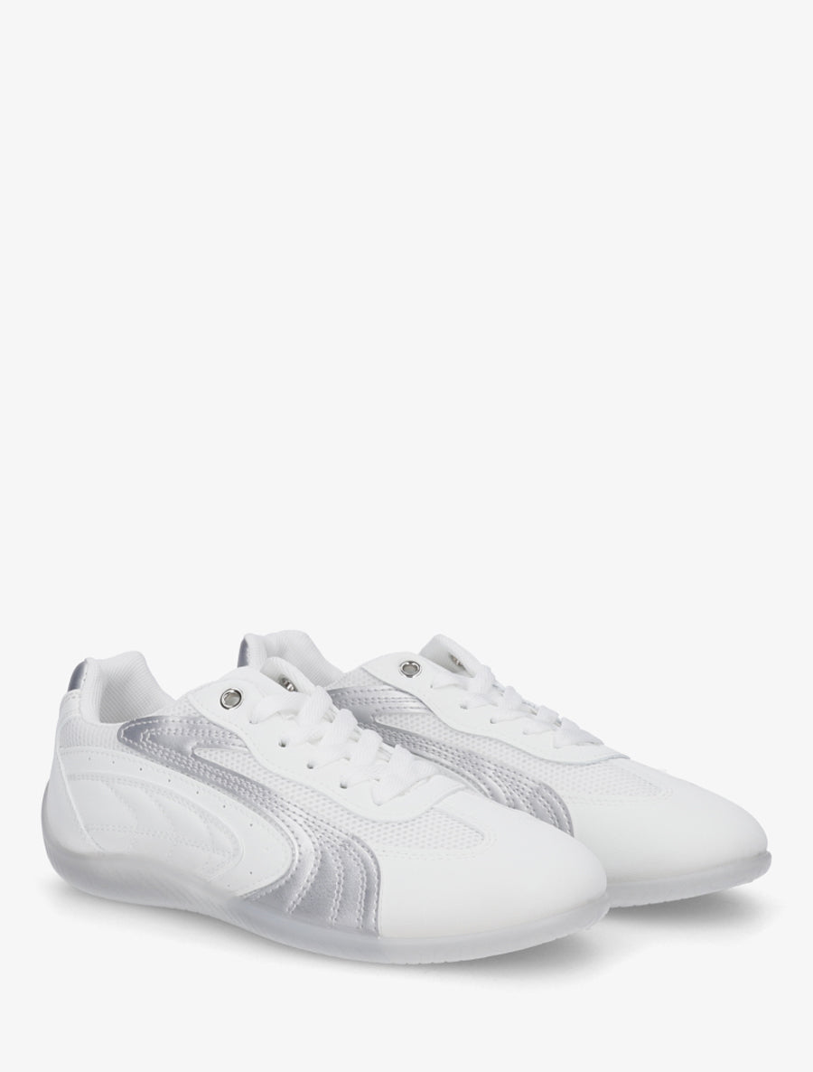 Sneakers à empiècement effet nubuck et mesh - Blanc - 4