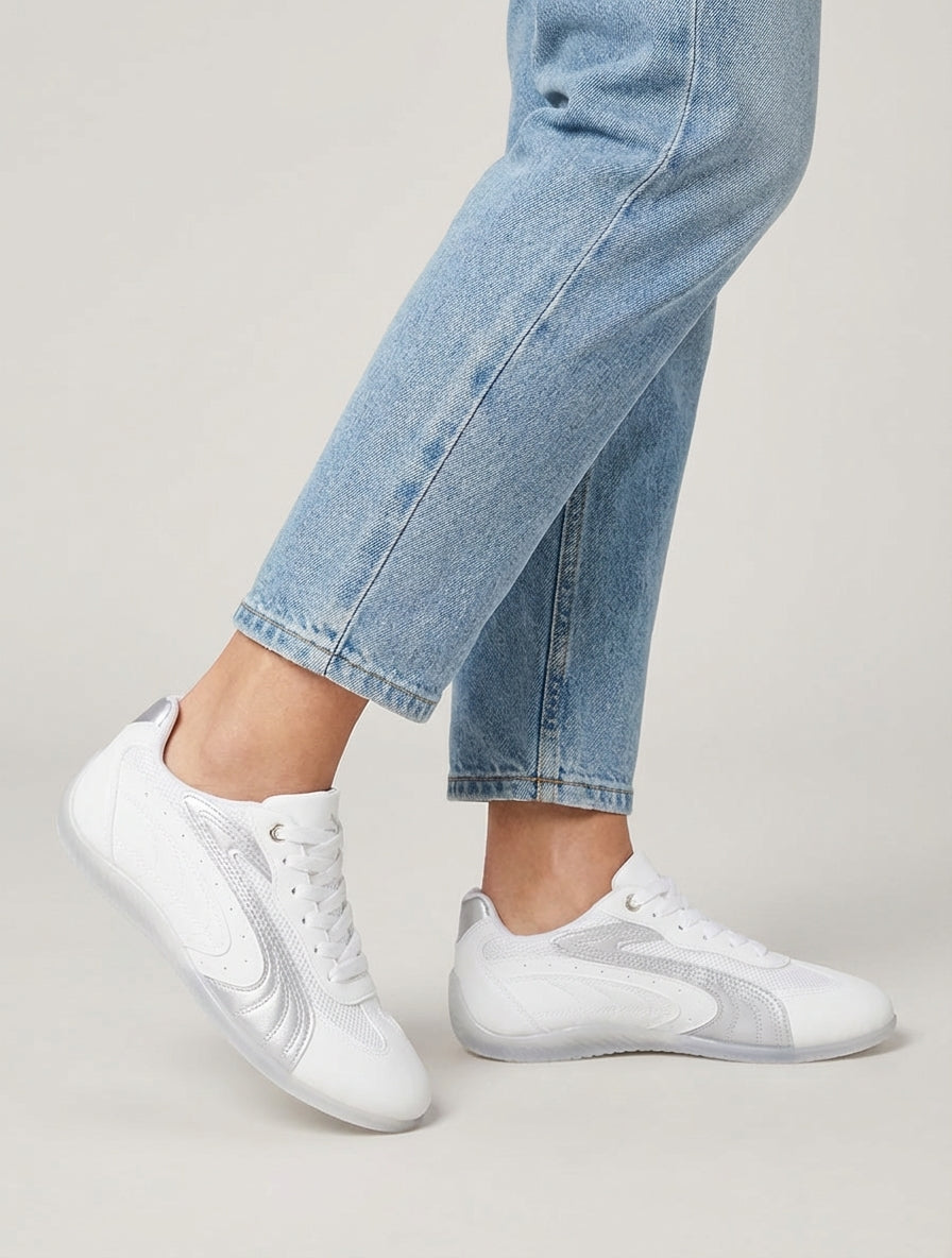 Sneakers bandes contrastantes mesh - Blanc