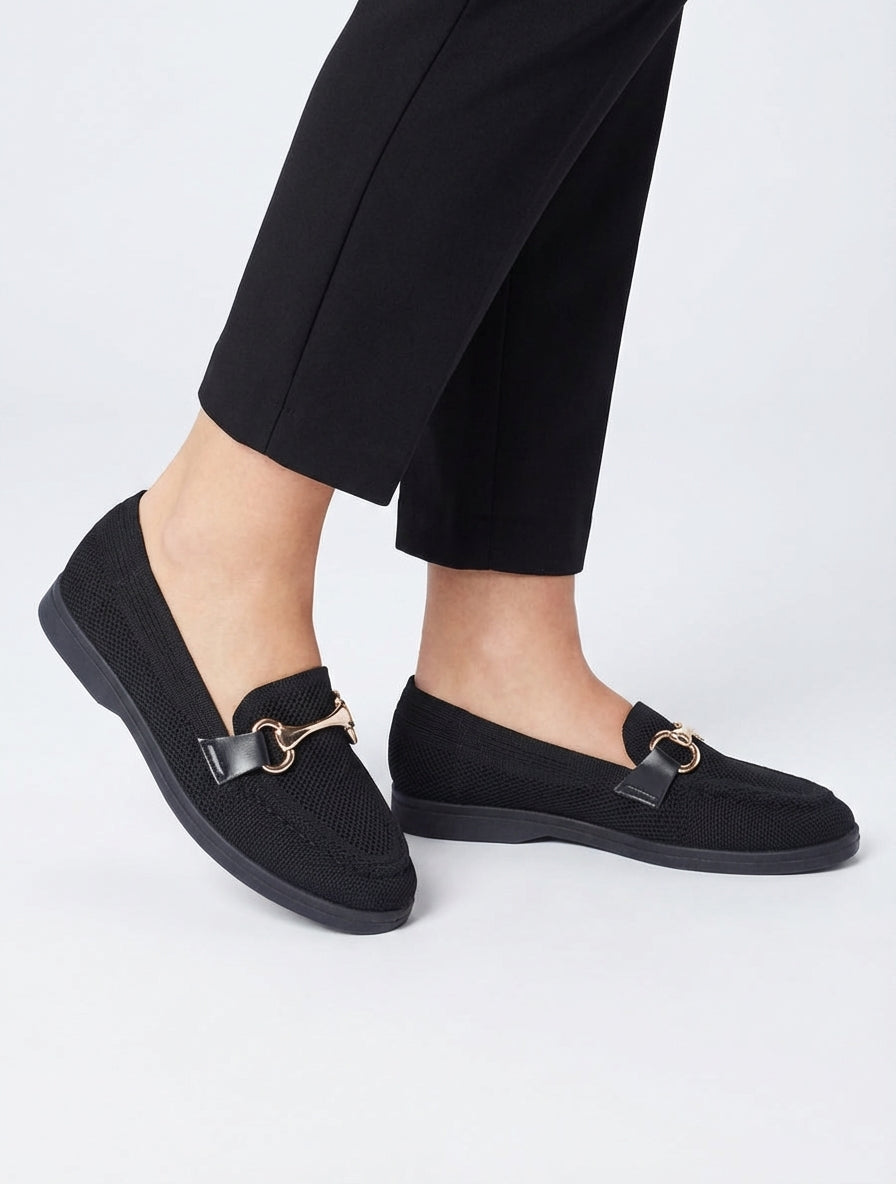 Mocassins mesh à enfiler bouts ronds - Noir