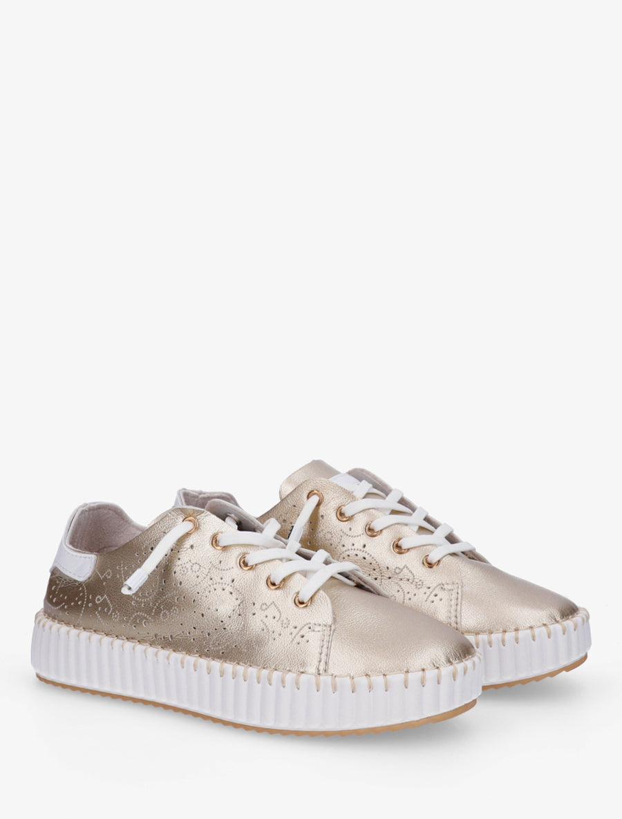 Sneakers souples à motifs ajourés - Or - 4
