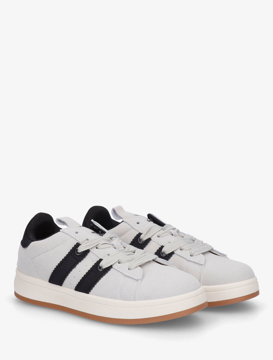 Sneakers unies à bandes contrastantes - Gris - 4